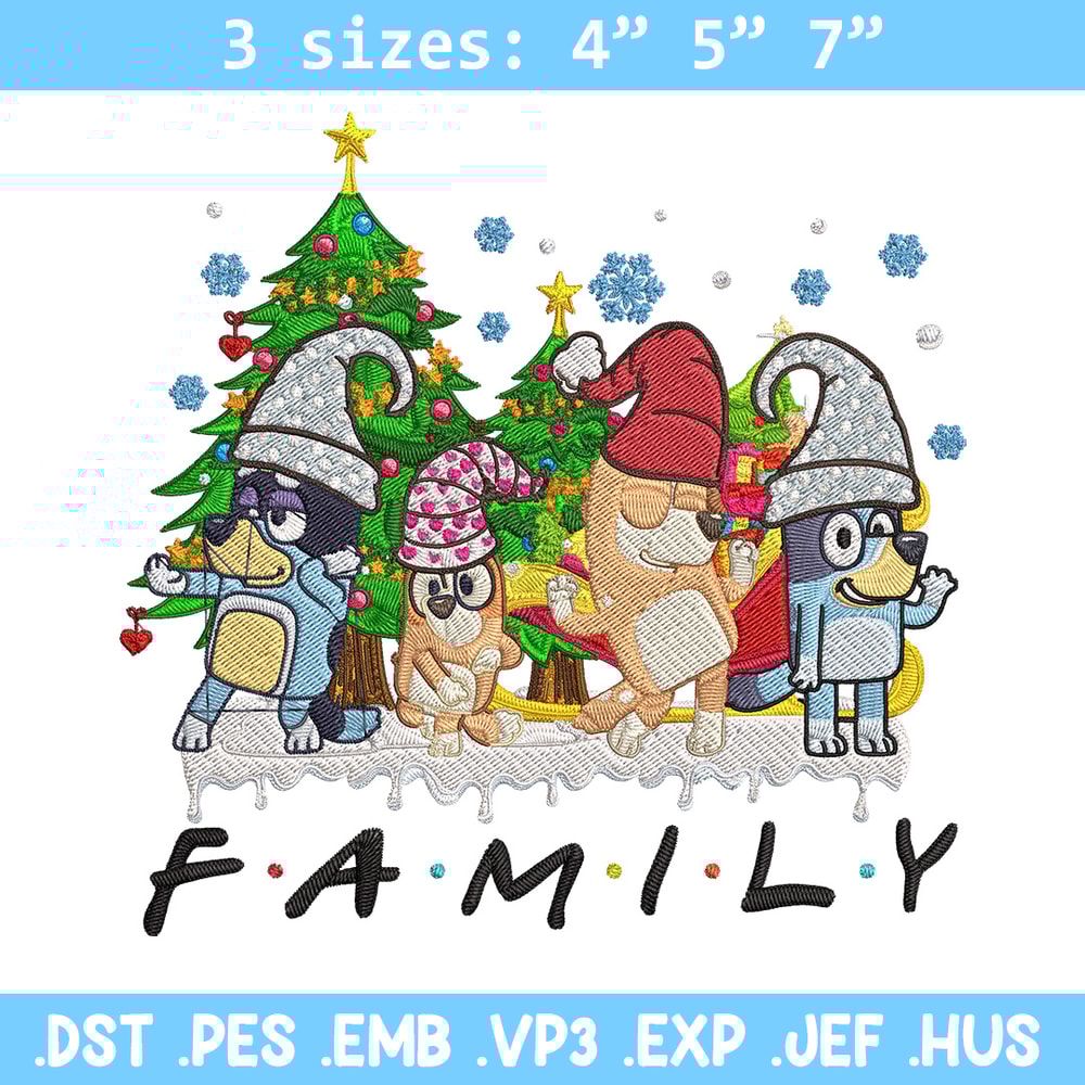 Bluey family Embroidery Design, Bluey Embroidery, Embroidery File, Chrismas Embroidery, Anime shirt, Digital download.jpg