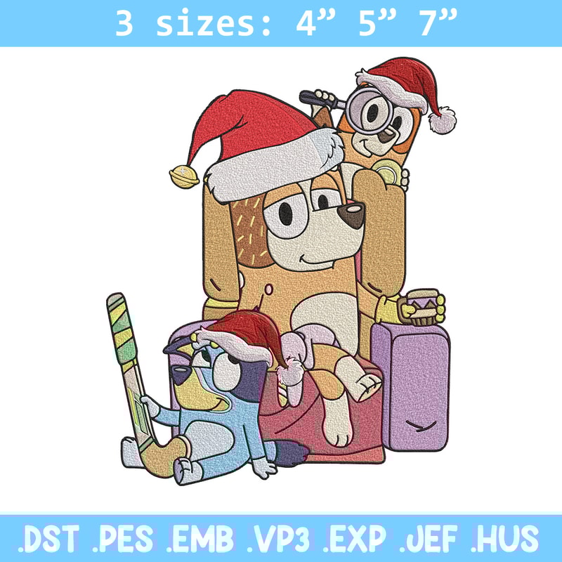 Bluey family Embroidery Design, Bluey Embroidery, Embroidery File, Chrismas Embroidery,Anime shirt, Digital download..jpg