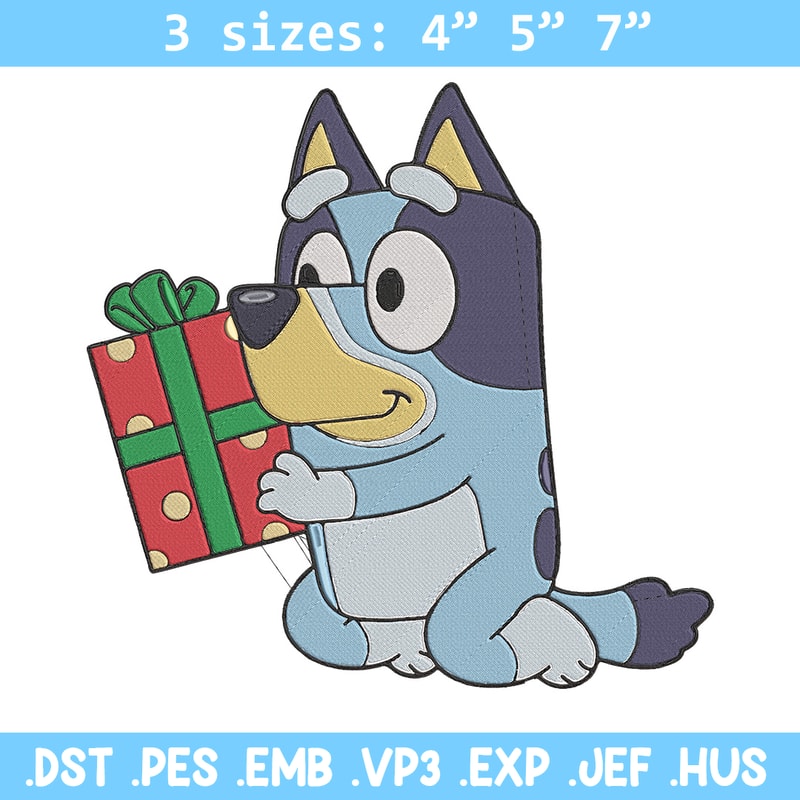 Bluey gift Embroidery Design, Bluey Embroidery, Embroidery File, Chrismas Embroidery, Anime shirt, Digital download.jpg