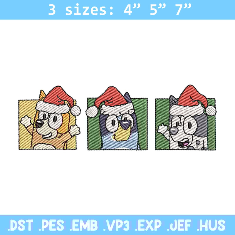 Bluey poster embroidery design, Bluey embroidery, Chrismas design, Embroidery file, Embroidery shirt,Digital download.jpg