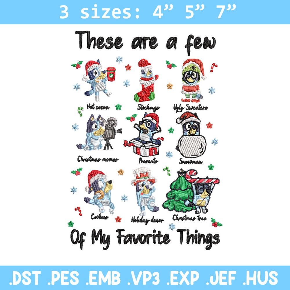 Bluey sticker Embroidery Design, Bluey Embroidery, Embroidery File, Chrismas Embroidery, Anime shirt, Digital download.jpg