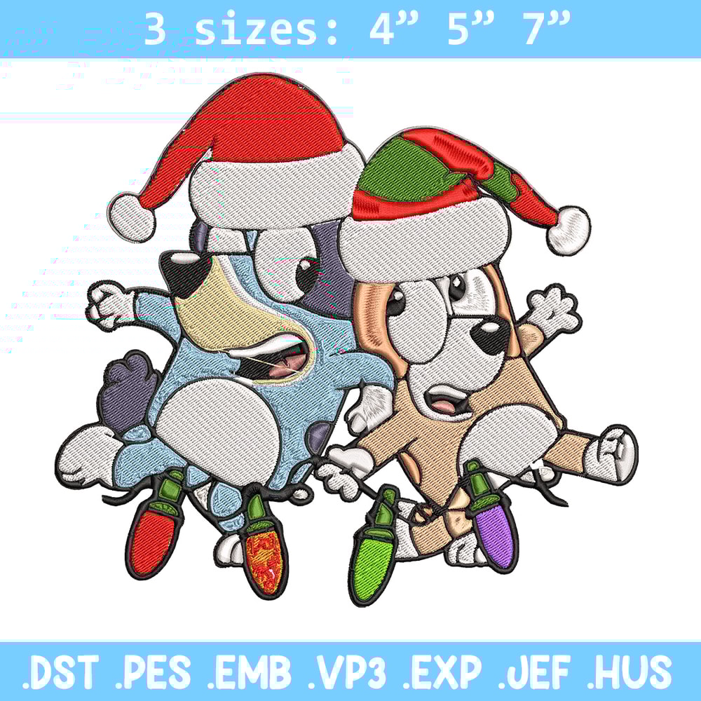 Bluey x Bingo Embroidery Design, Bluey Embroidery, Embroidery File, Chrismas Embroidery, Anime shirt, Digital download..jpg