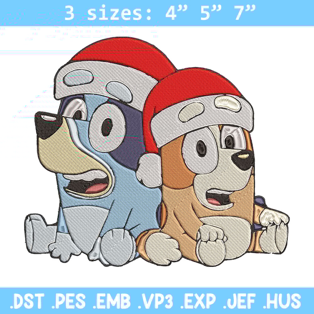 Bluey x Bingo Embroidery Design, Bluey Embroidery, Embroidery File, Chrismas Embroidery, Anime shirt, Digital download.jpg
