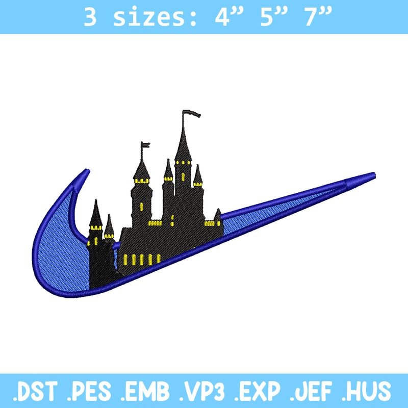 Castle Nike embroidery design, Castle embroidery, nike design, embroidery file, logo shirt, Digital download.jpg