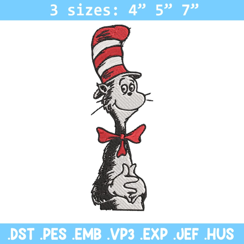 Cat in the Hat Logo Embroidery Design, Dr Seuss Embroidery, Embroidery File, Embroidery design, Digital download..jpg