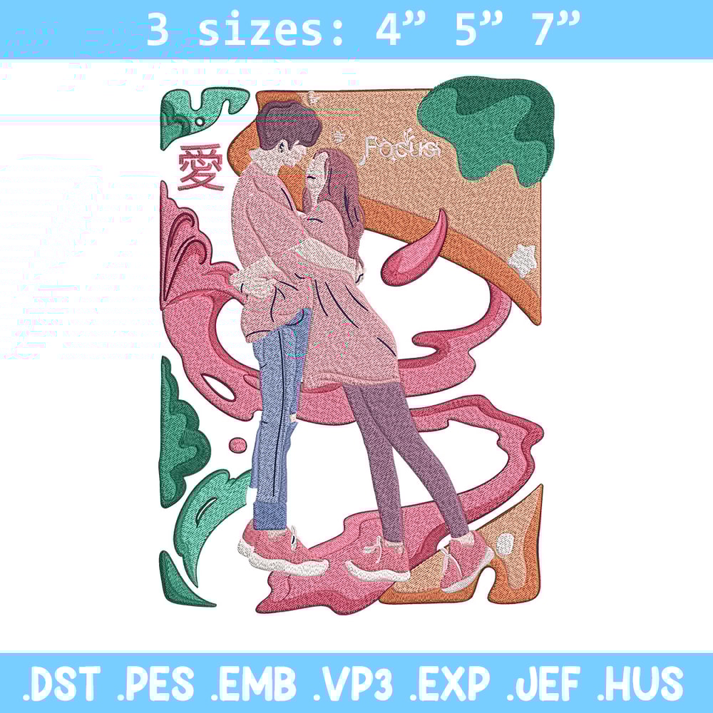 Couple poster Embroidery Design, Couple Embroidery, Embroidery File, Anime Embroidery, Anime shirt, Digital download.jpg