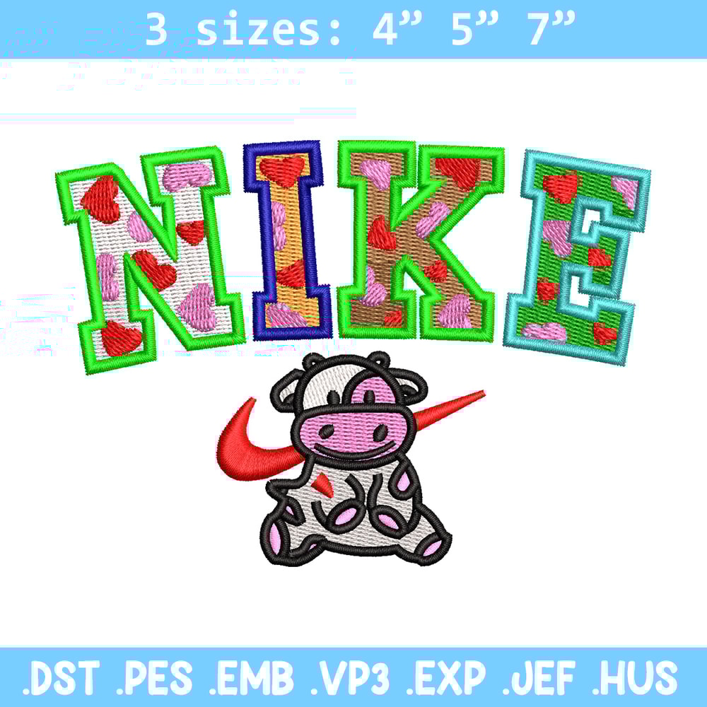 Cow color x nike embroidery design, Cow embroidery, Nike design, Embroidery shirt, Embroidery file, Digital download.jpg