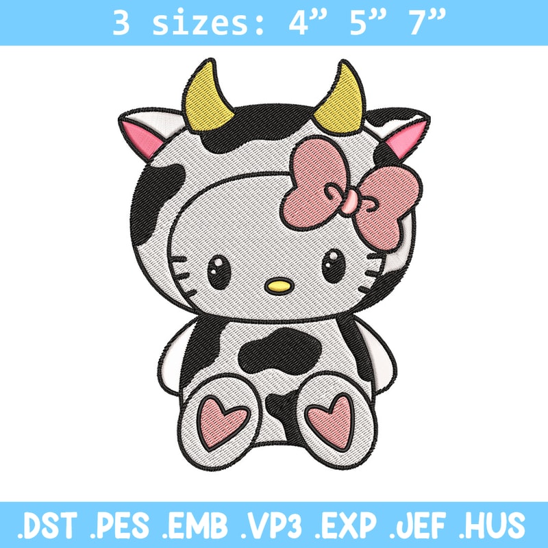 Cow Hello Kitty Embroidery Design, Hello Kitty Embroidery, Embroidery File, Cartoon shirt, Digital download..jpg
