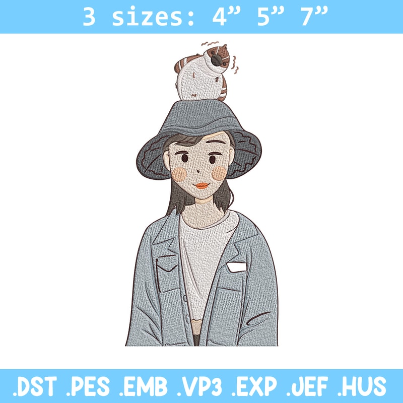 Cute girl Embroidery Design, Cartoon Embroidery, Embroidery File, Anime Embroidery, Anime shirt, Digital download.jpg