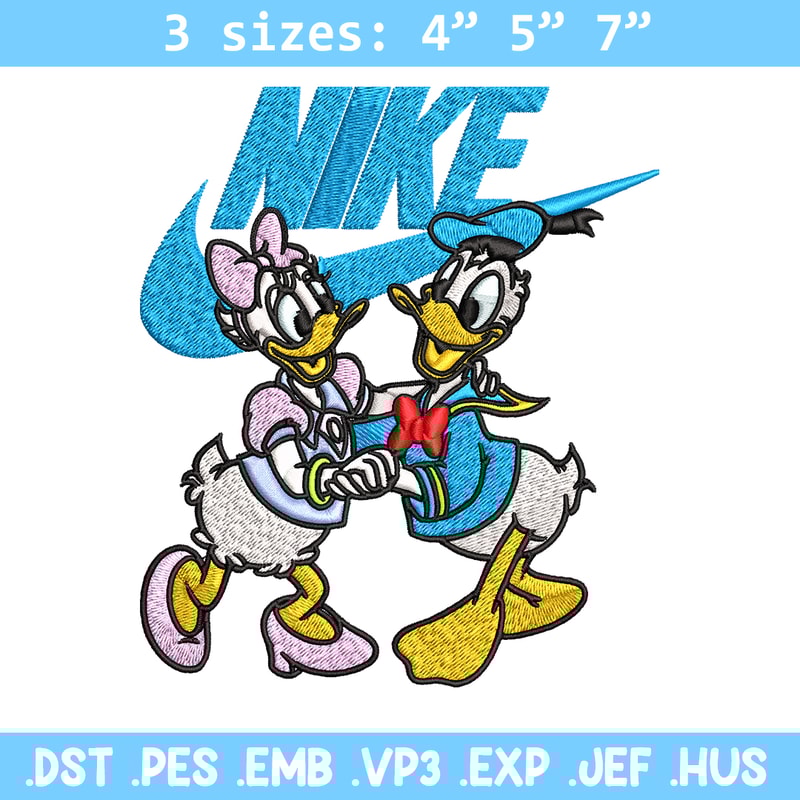Daisy and Donald duck Nike Embroidery design, Cartoon Embroidery, Nike design, Embroidery file, Instant download.jpg