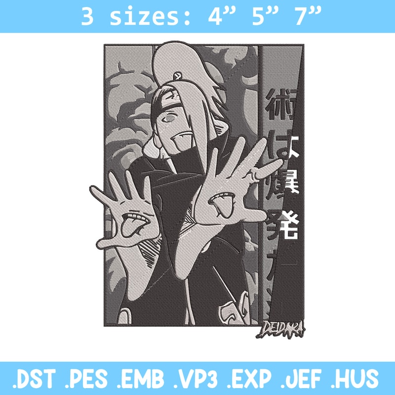 Deidara poster Embroidery Design, Naruto Embroidery, Embroidery File, Anime Embroidery, Anime shirt, Digital download.jpg