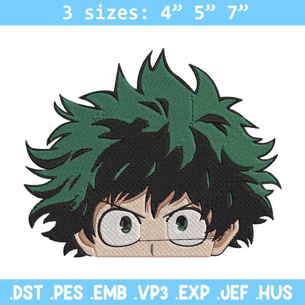 Deku face Embroidery Design, Mha Embroidery, Embroidery File, Anime Embroidery, Anime shirt, Digital download.jpg