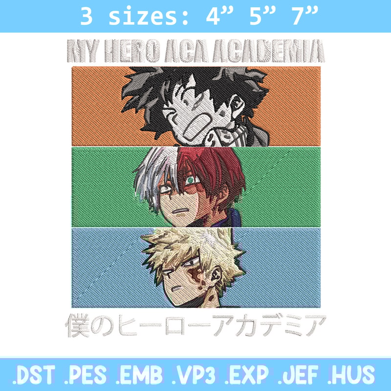 Deku friends Embroidery Design, Mha Embroidery, Embroidery File, Anime Embroidery, Anime shirt, Digital download.jpg