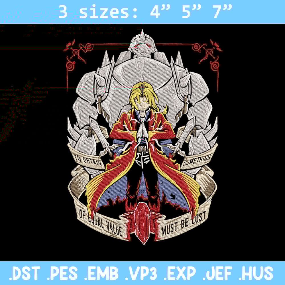 Edward Elric Embroidery Design, Fullmetal Embroidery,Embroidery File,Anime Embroidery, Anime shirt, Digital download.jpg
