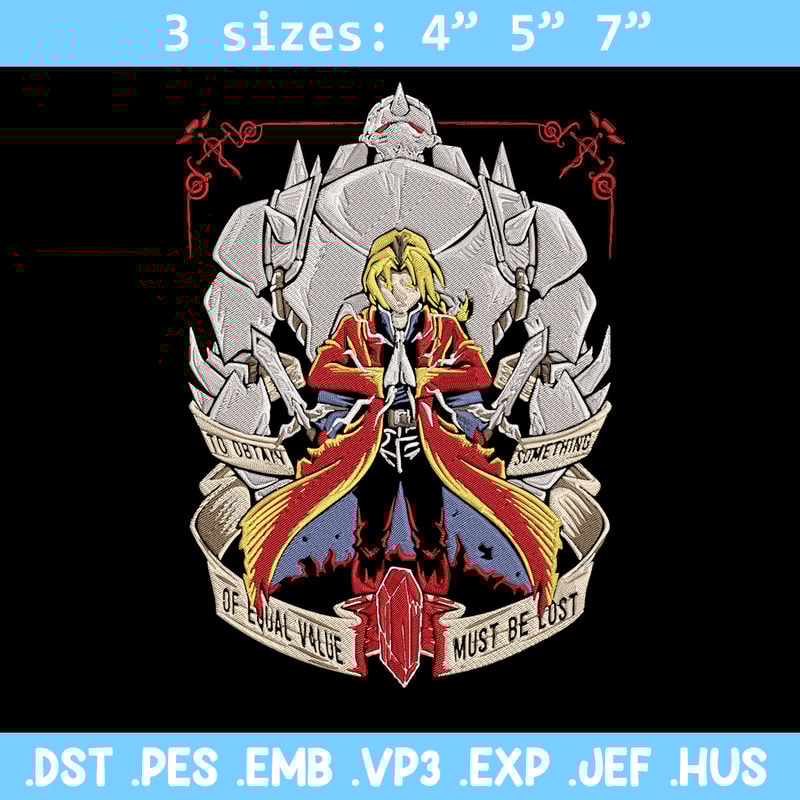 Edward Elric Embroidery Design, Fullmetal Embroidery,Embroidery File,Anime Embroidery, Anime shirt, Digital download.jpg