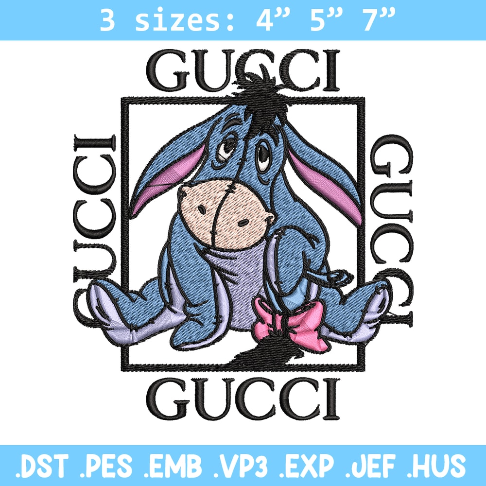 Eeyore Gucci Embroidery design, winnie the pooh Embroidery, cartoon design, Embroidery File, Instant download..jpg