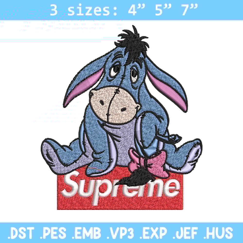 Eeyore Supreme Embroidery design, Eeyore Supreme Embroidery, cartoon design, Embroidery File, Instant download..jpg