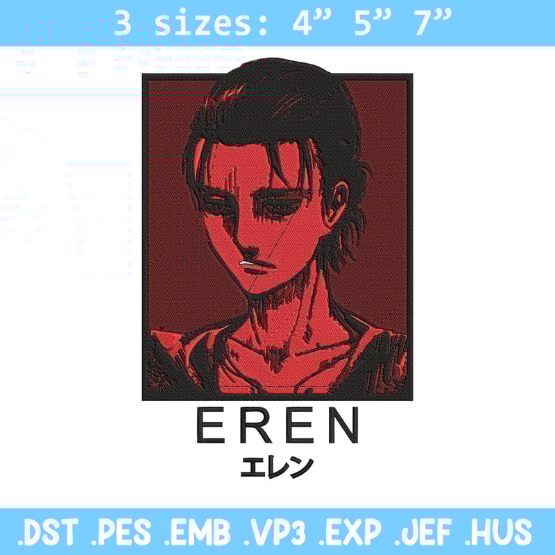 Eren poster Embroidery Design, Aot Embroidery,Embroidery File, Anime Embroidery, Anime shirt, Digital download..jpg