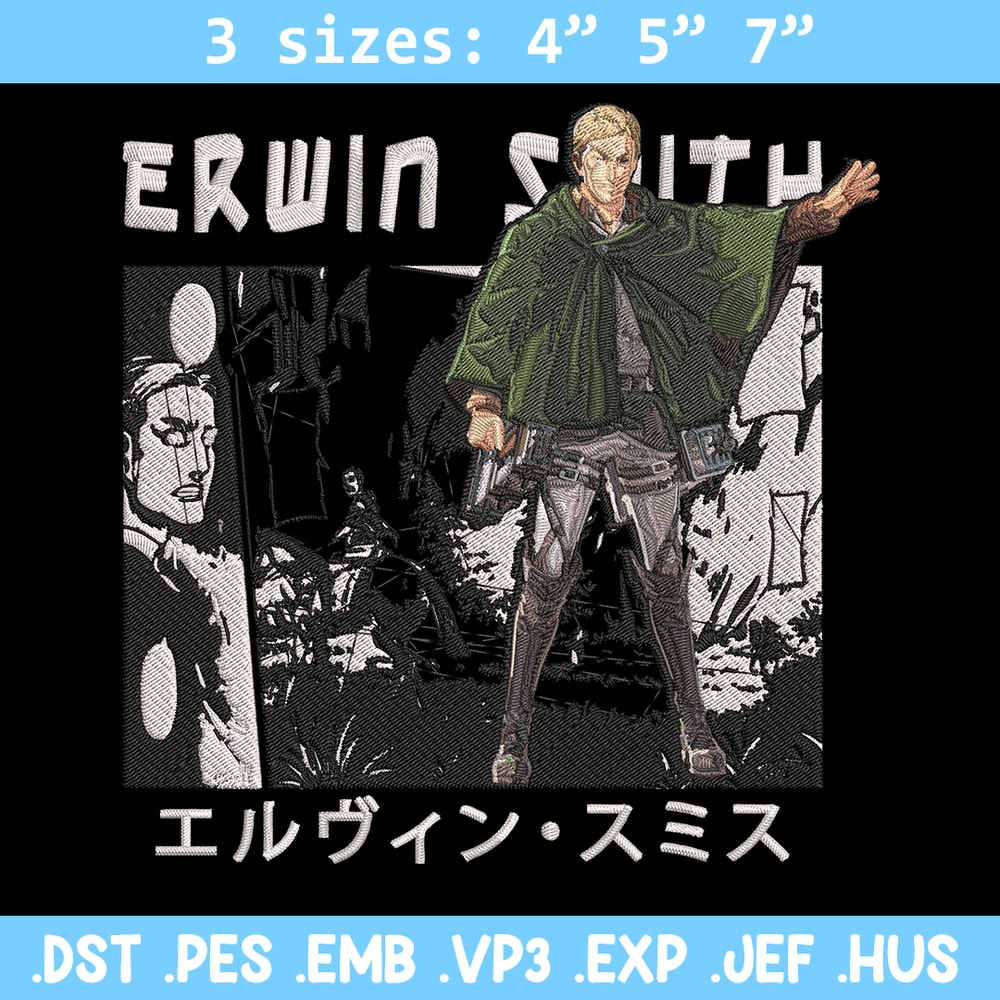 Erwin Smith Embroidery Design, Aot Embroidery, Embroidery File, Anime Embroidery, Anime shirt, Digital download.jpg