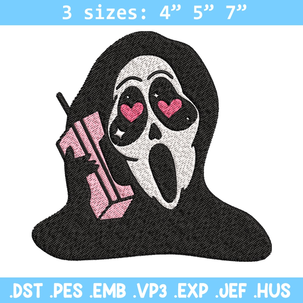 Ghost Face Call Me Embroidery design, Ghost Face Embroidery, Embroidery File, Horror design, Digital download..jpg