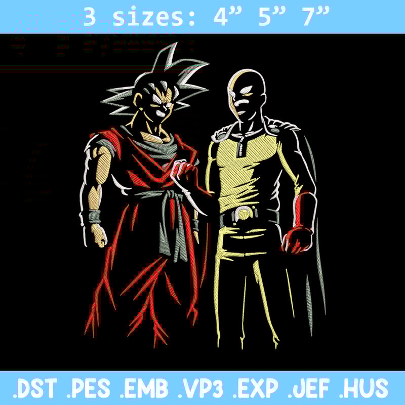 Goku x Saitama Embroidery Design, Dragonball Embroidery,Embroidery File, Anime Embroidery, Anime shirt, Digital download.jpg