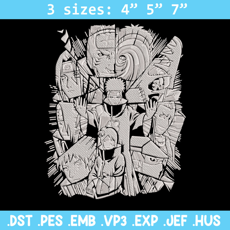 Akatsuki poster Embroidery Design, Naruto Embroidery, Embroidery File, Anime Embroidery, Anime shirt, Digital download.jpg