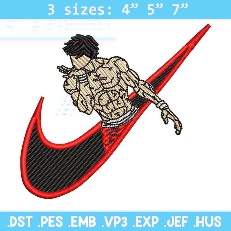 Baki x nike embroidery design, Baki embroidery, Nike design, Embroidery shirt, Embroidery file, Digital download.jpg