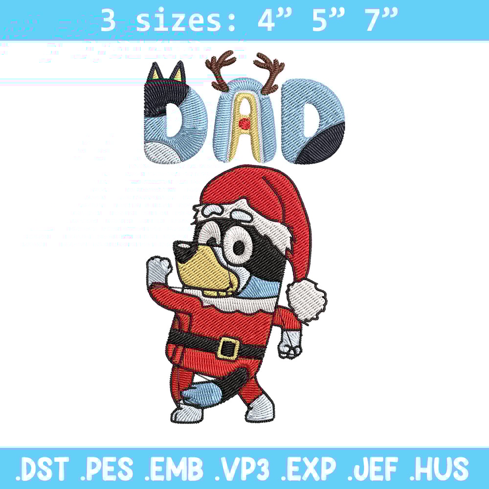 Bandit dad Embroidery Design, Bluey Embroidery, Embroidery File, Chrismas Embroidery, Anime shirt, Digital download.jpg