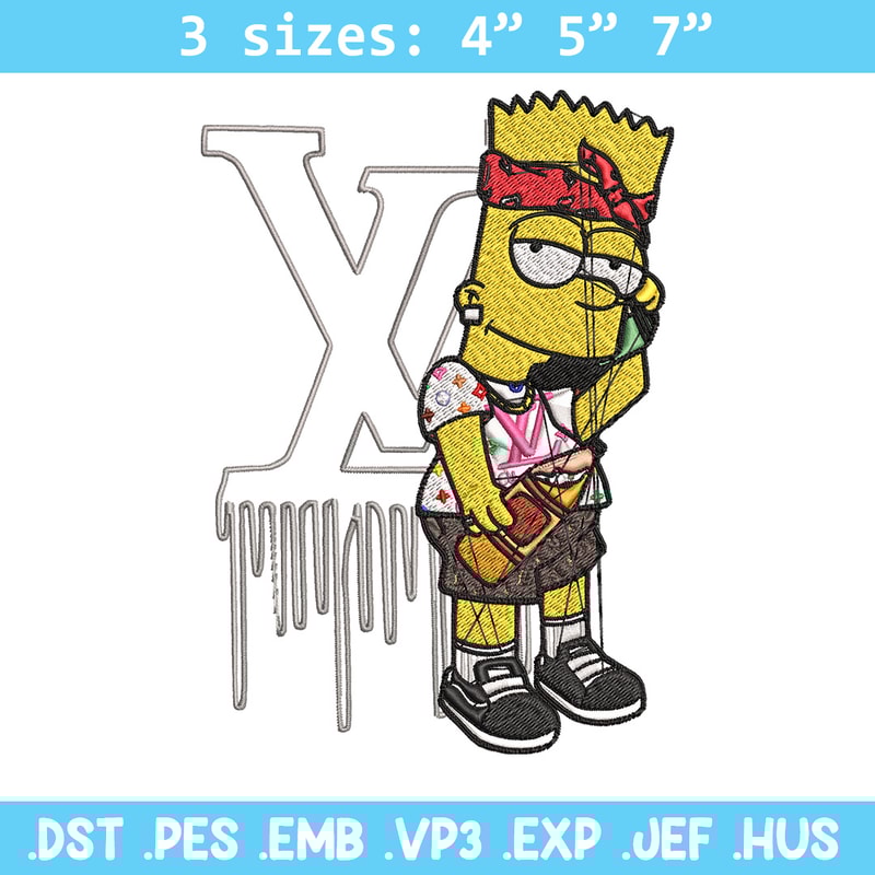Bart simpson lv Embroidery Design, Lv Embroidery, Embroidery File, Simpson Embroidery, Logo shirt, Digital download.jpg