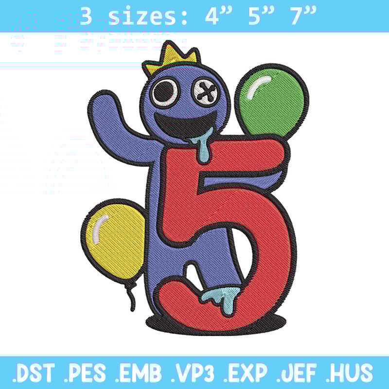 Blue Rainbow Embroidery Design, Rainbow Friends Embroidery, Embroidery File, Anime Embroidery, Digital download.jpg