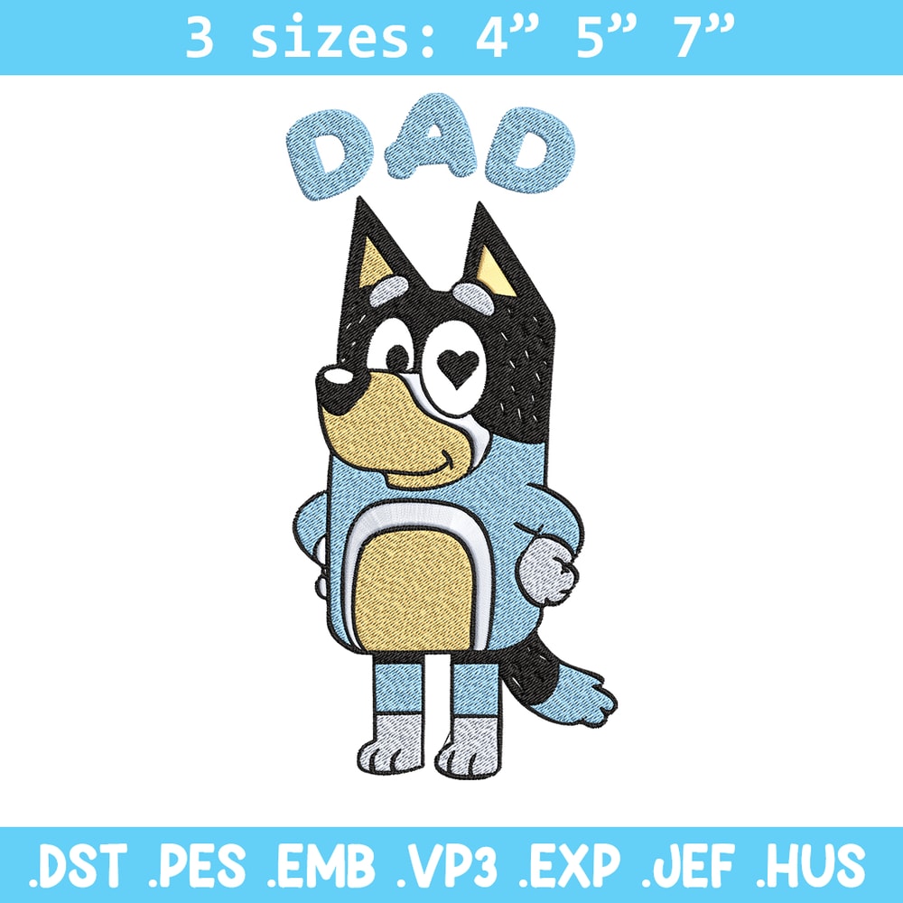 Bluey Dad Embroidery, Bandit Heeler Embroidery, Embroidery File, cartoon design, cartoon shirt, Digital download..jpg