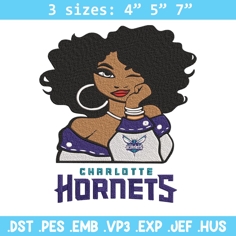 Charlotte Hornets girl embroidery design, NBA embroidery, Sport embroidery, Embroidery design, Logo sport embroidery..jpg