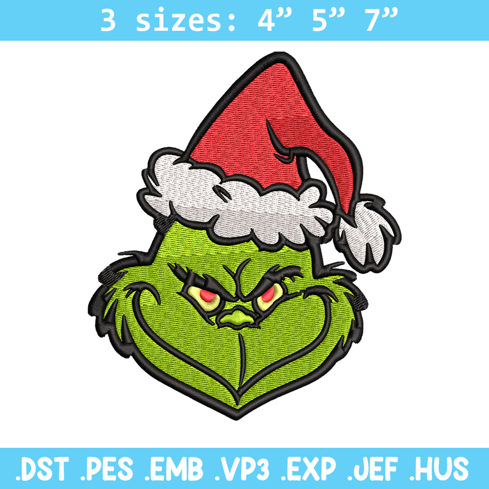 Christmas Grinch Face Embroidery design, Grinch christmas Embroidery, Embroidery File, Grinch design, Instant download..jpg