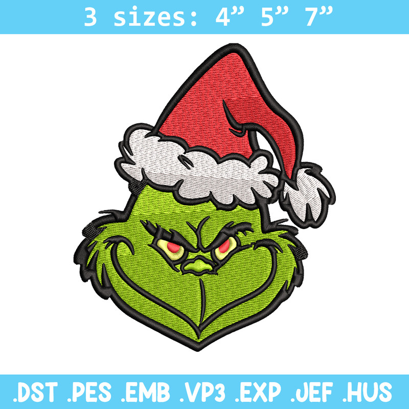 Christmas Grinch Face Embroidery design, Grinch christmas Embroidery, Embroidery File, Grinch design, Instant download..jpg