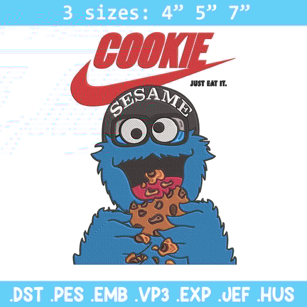 Cookie Monster x nike Embroidery Design, Cookie Monster Embroidery, Embroidery File, Nike Embroidery, Digital download.jpg