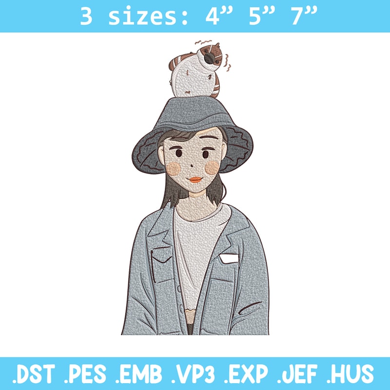 Cute girl Embroidery Design, Cartoon Embroidery, Embroidery File, Anime Embroidery, Anime shirt, Digital download.jpg
