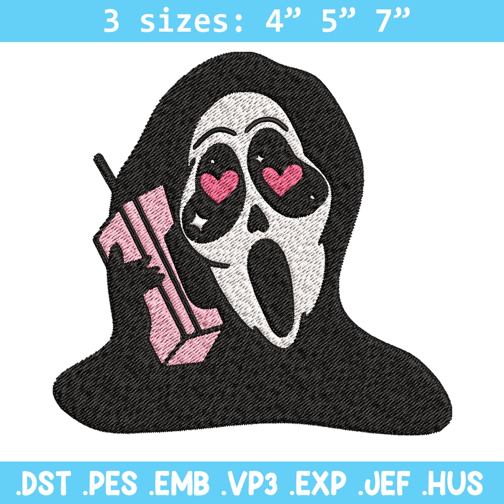 Ghost Face Call Me Embroidery design, Ghost Face Embroidery, Embroidery File, Horror design, Digital download..jpg
