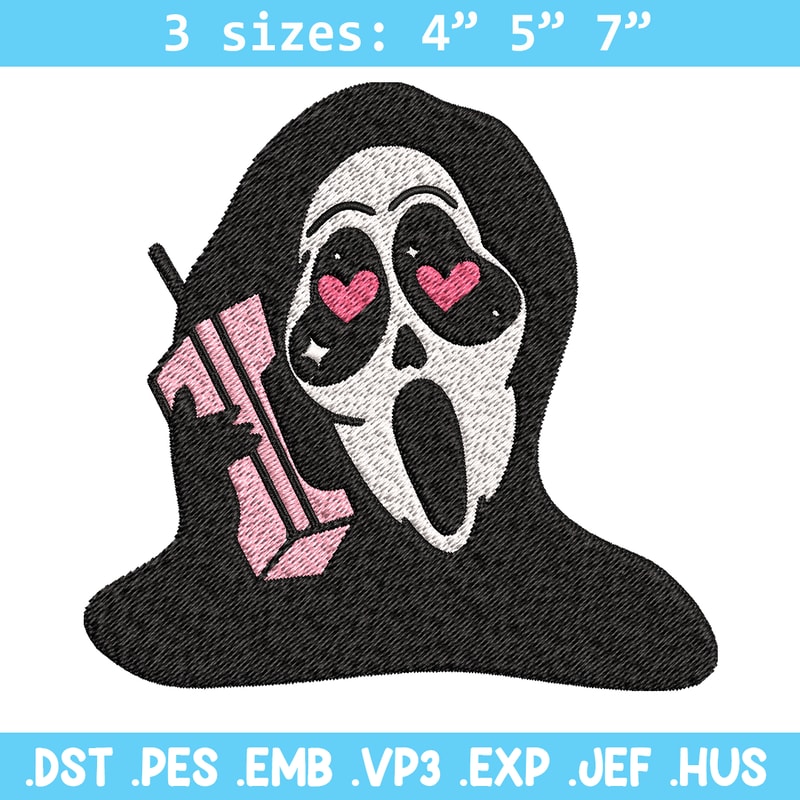 Ghost Face Call Me Embroidery design, Ghost Face Embroidery, Embroidery File, Horror design, Digital download..jpg