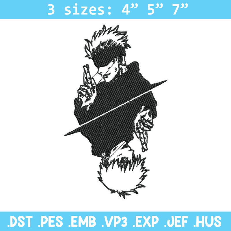 Gojo poster Embroidery Design, Jujutsu Embroidery, Embroidery File, Anime Embroidery, Anime shirt,Digital download.jpg