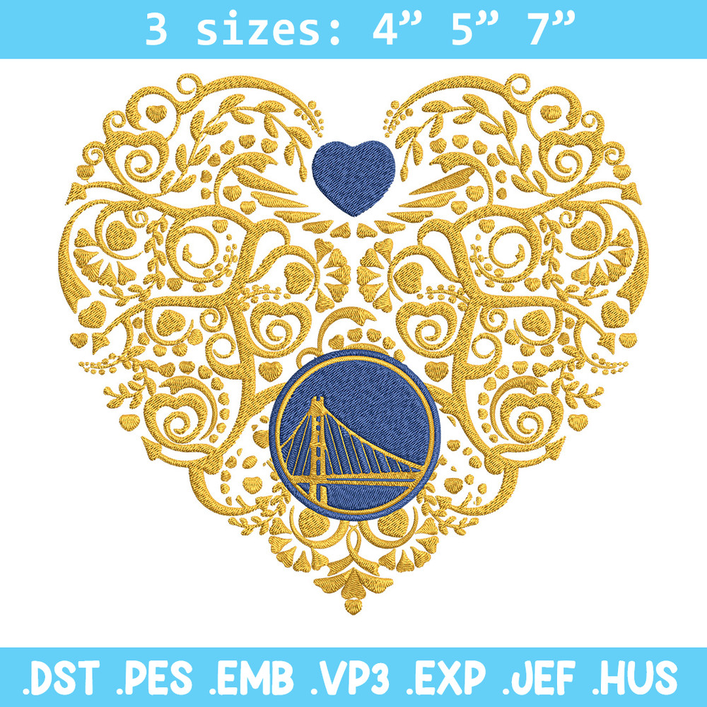 Golden State Warriors heart embroidery design, NBA embroidery,Sport embroidery, Embroidery design,Logo sport embroidery.jpg