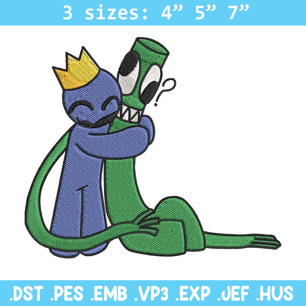 Green x blue Rainbow Embroidery Design, Rainbow Friends Embroidery, Embroidery File, Anime Embroidery, Digital download.jpg