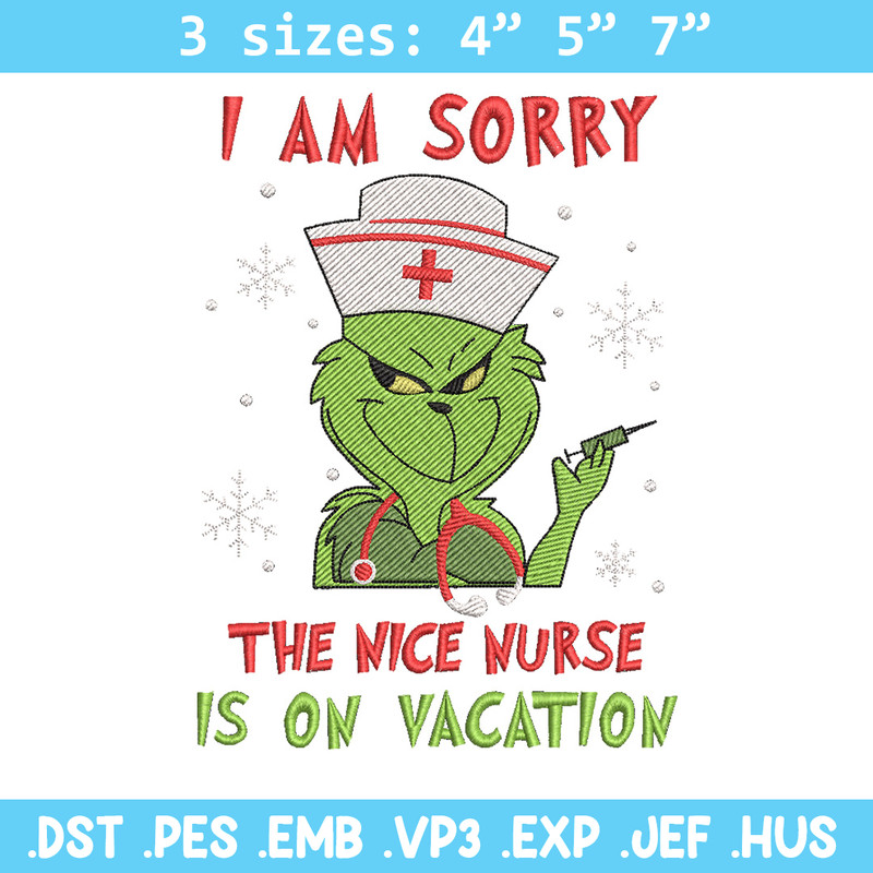 Grinch nurse embroidery design,Grinch embroidery,Chrismas design, Embroidery shirt, Embroidery file, Digital download.jpg