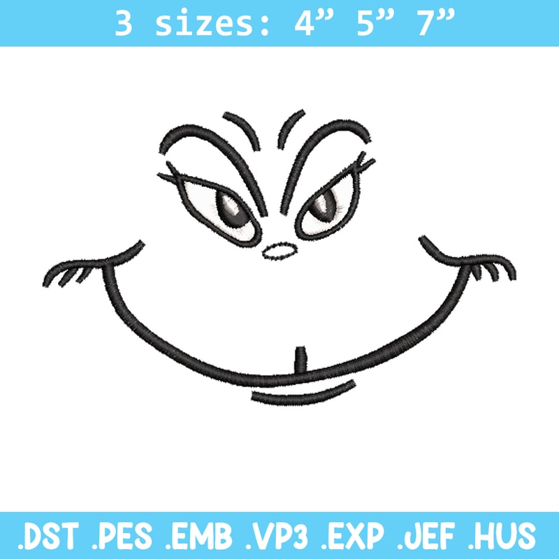 Grinch smile embroidery design,Grinch embroidery, Chrismas design, Embroidery shirt, Embroidery file, Digital download..jpg