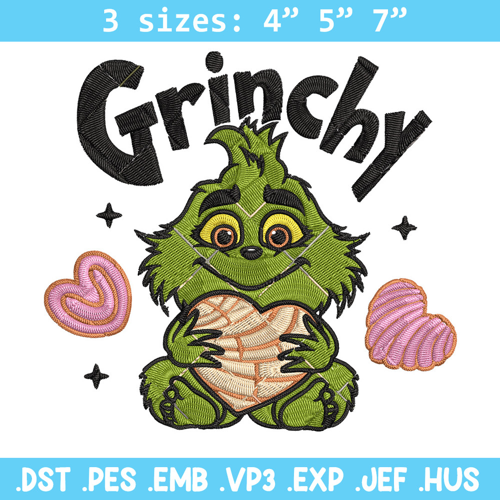 Grinchy cute Embroidery Design, Grinch Embroidery, Embroidery File, Chrismas Embroidery, Anime shirt,Digital download.jpg