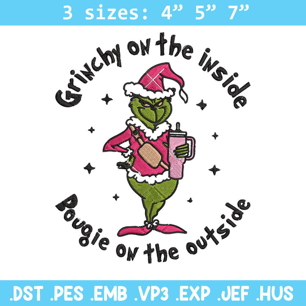 Grinchy Embroidery Design, Grinch Embroidery, Embroidery File, Chrismas Embroidery, Anime shirt, Digital download.jpg