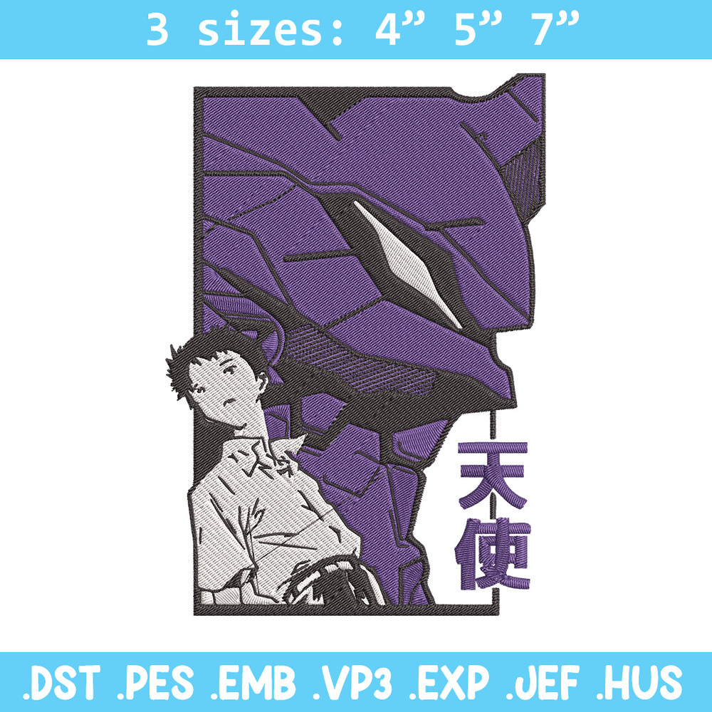 Ikari Shinji Embroidery Design, Evangelion Embroidery, Embroidery File, Anime Embroidery, Anime shirt, Digital download.jpg
