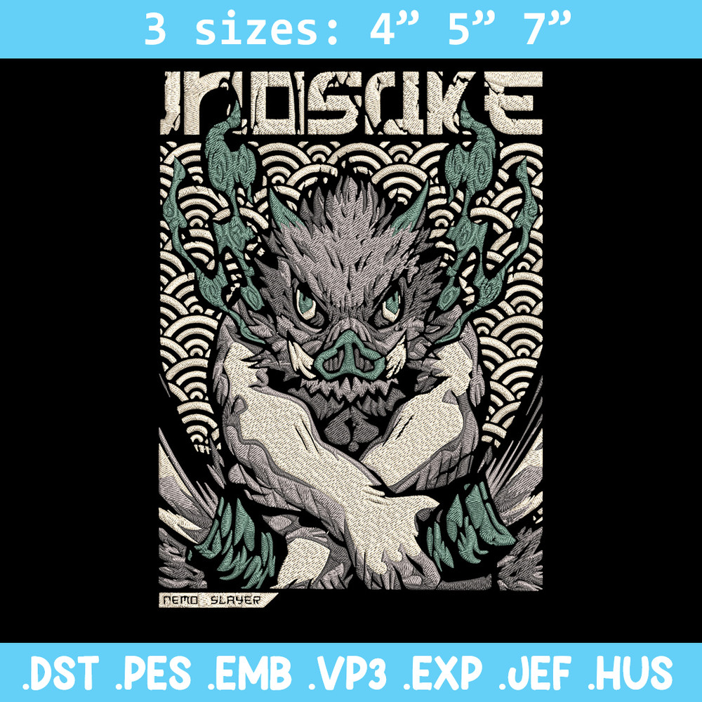 Inosuka poster Embroidery Design, Demon slayer Embroidery,Embroidery File,Anime Embroidery,Anime shirt,Digital download.jpg