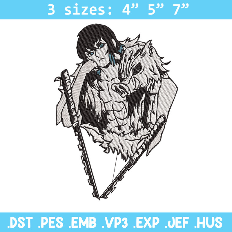 Inosuke poster Embroidery Design,Demon slayer Embroidery,Embroidery File,Anime Embroidery,Anime shirt, Digital download..jpg