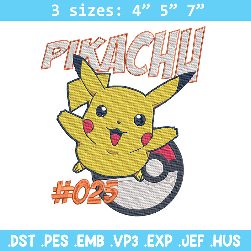 Pikachu cute Embroidery Design, Pokemon Embroidery, Embroidery File, Anime Embroidery, Anime shirt, Digital download (2).jpg