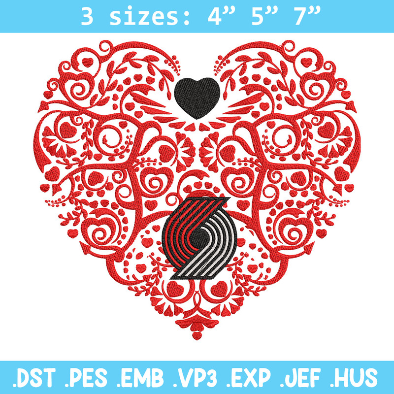 Portland Trail Blazers heart embroidery design,NBA embroidery,Sport embroidery,Embroidery design, Logo sport embroidery.jpg